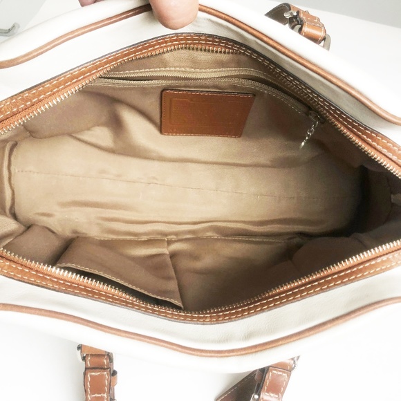 Coach Hampton Bag Doctors Satchel Shoulder Bag White & Tan Leather Style F11198 - Picture 6 of 8